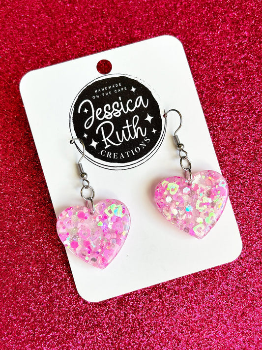Pink Fun and Sparkly Heart Dangles