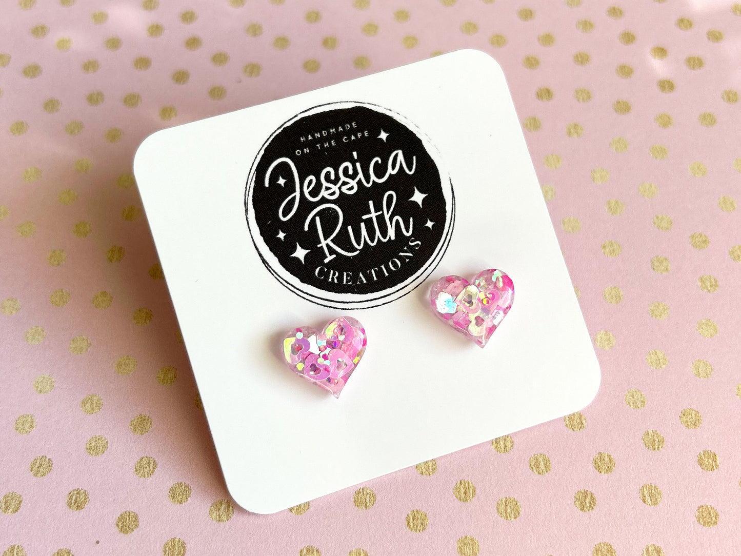 Cute and Classic Sparkly Heart Stud Earrings
